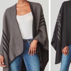 BB Dakota Black / Grey Reversible Poncho / Wrap / Shawl